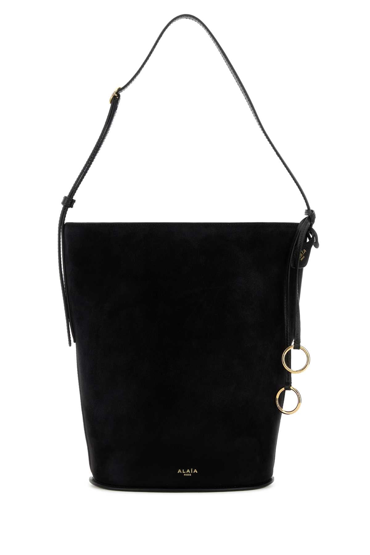 Alaia Women Black Suede Bucket Bag