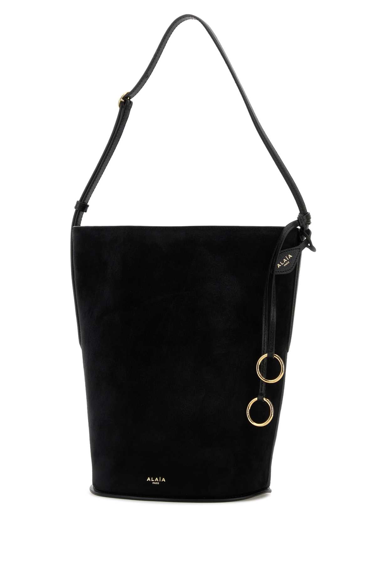Alaia Women Black Suede Bucket Bag