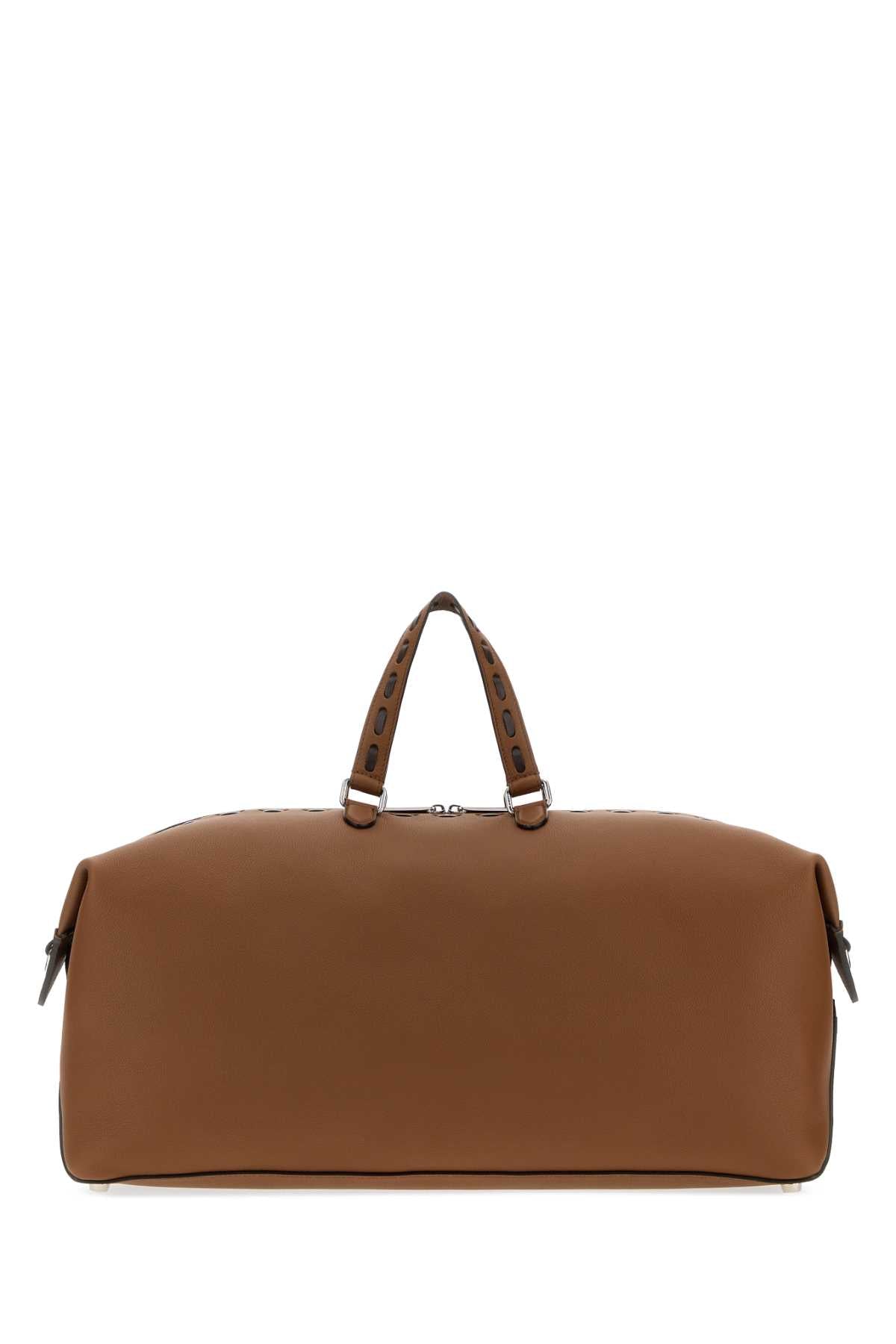 Fendi Men Brown Leather Fendi Lui 55 Travel Bag