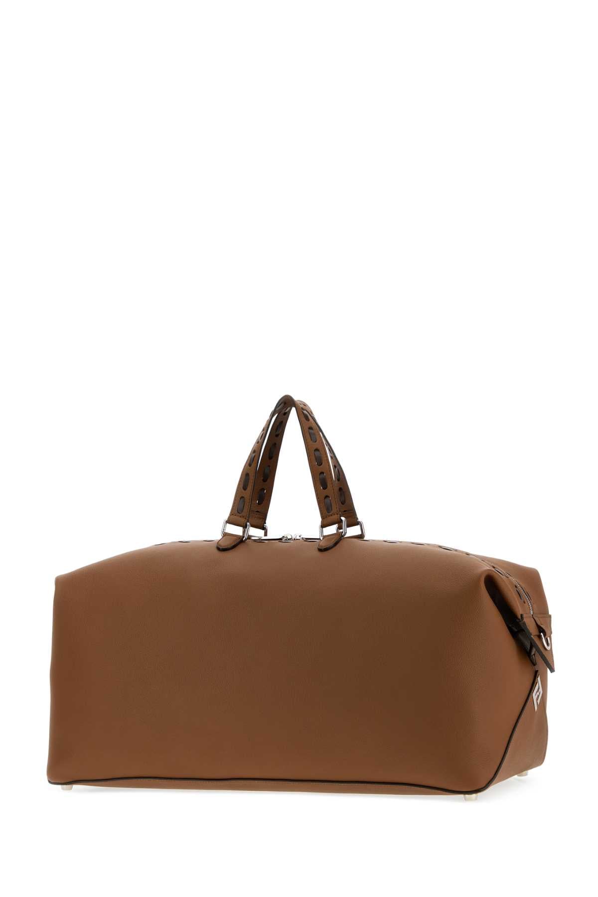 Fendi Men Brown Leather Fendi Lui 55 Travel Bag