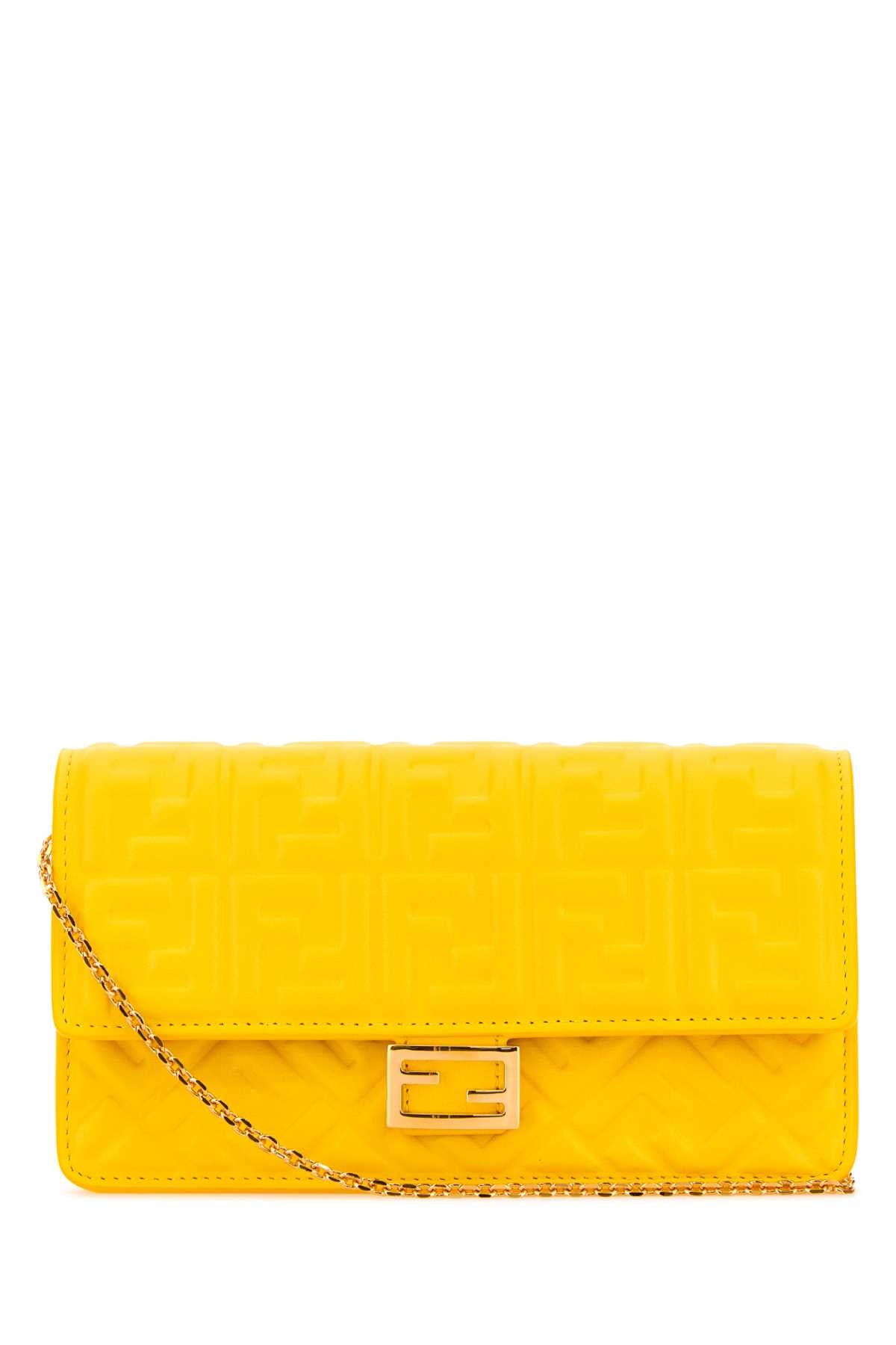 Fendi Women Yellow Nappa Leather Baguette Wallet