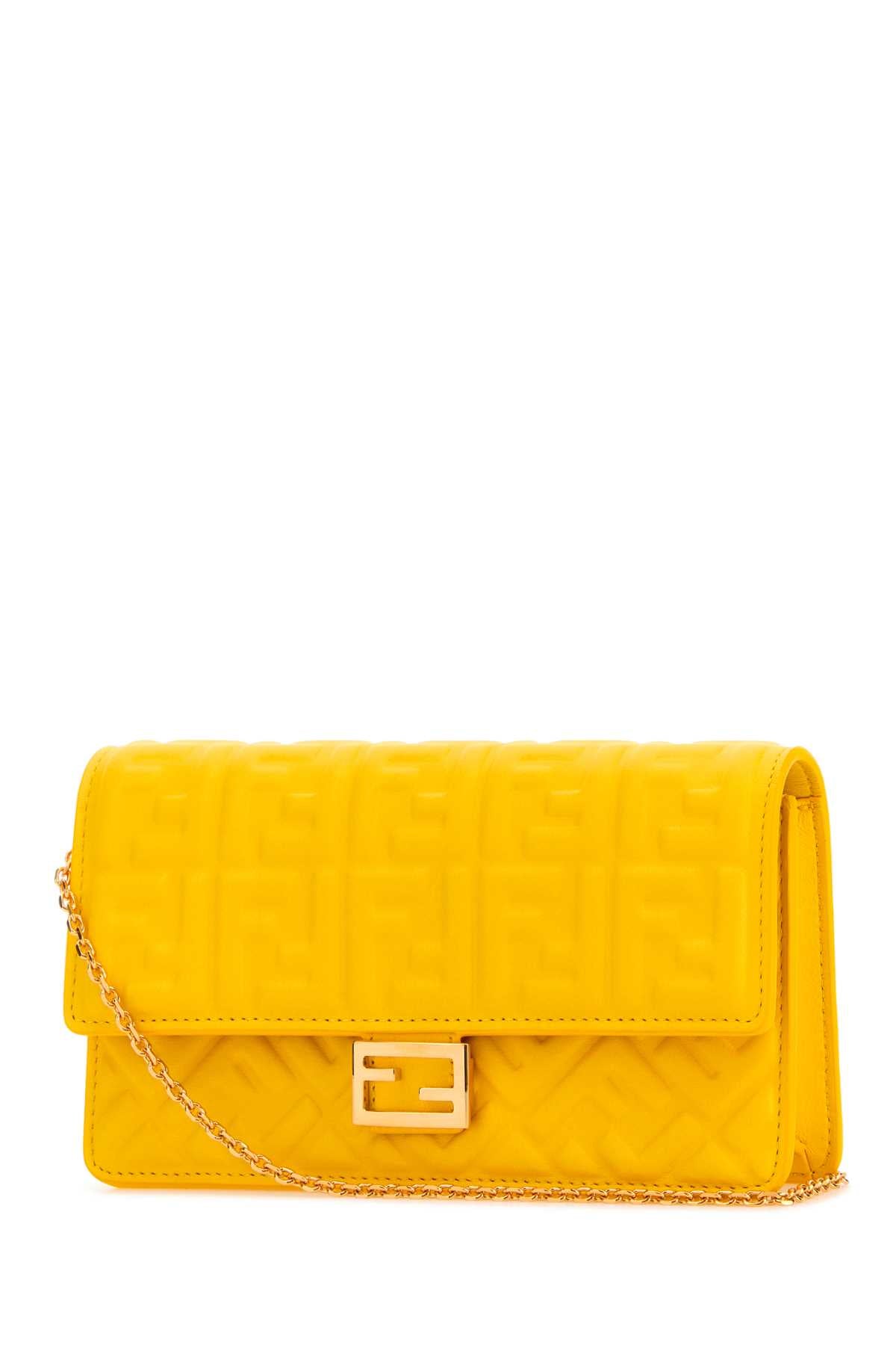 Fendi Women Yellow Nappa Leather Baguette Wallet