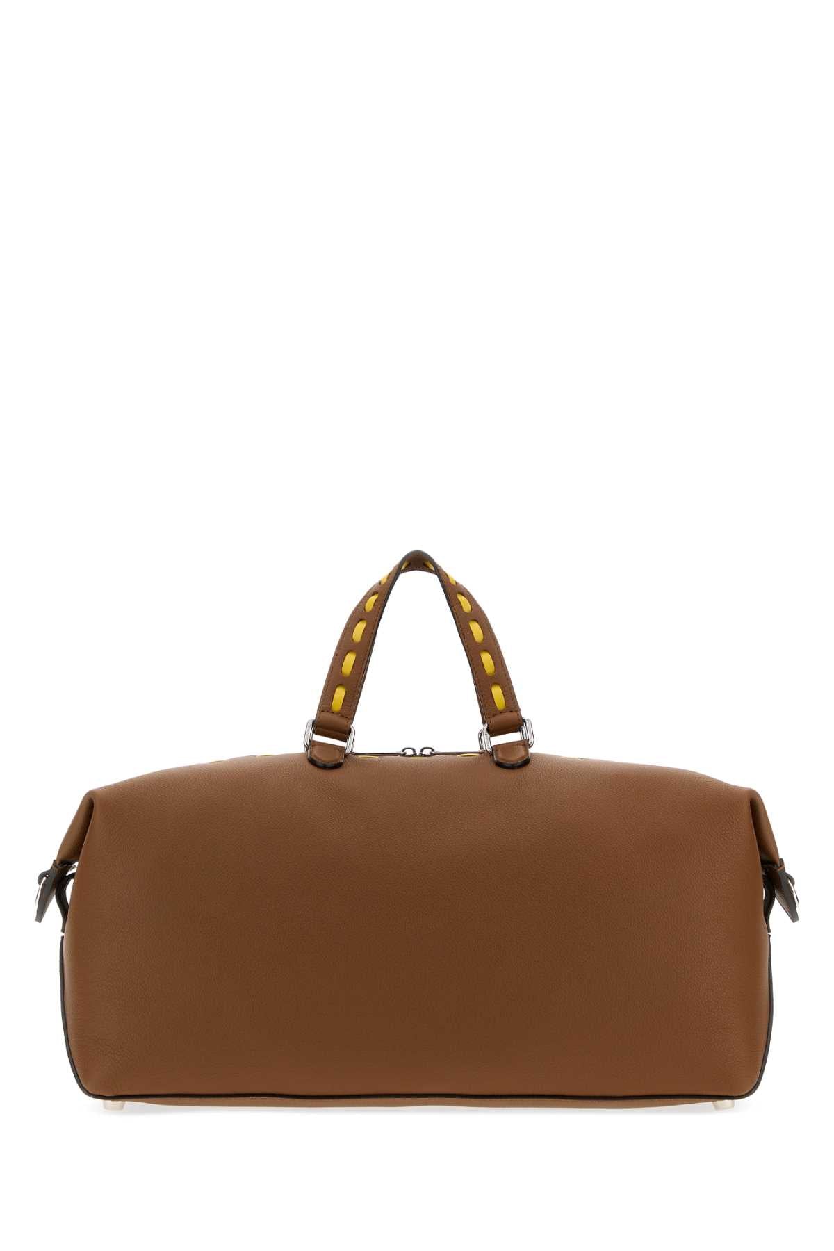 FENDI Fendi Men Caramel Leather Fendi Lui 45 Shopping Bag