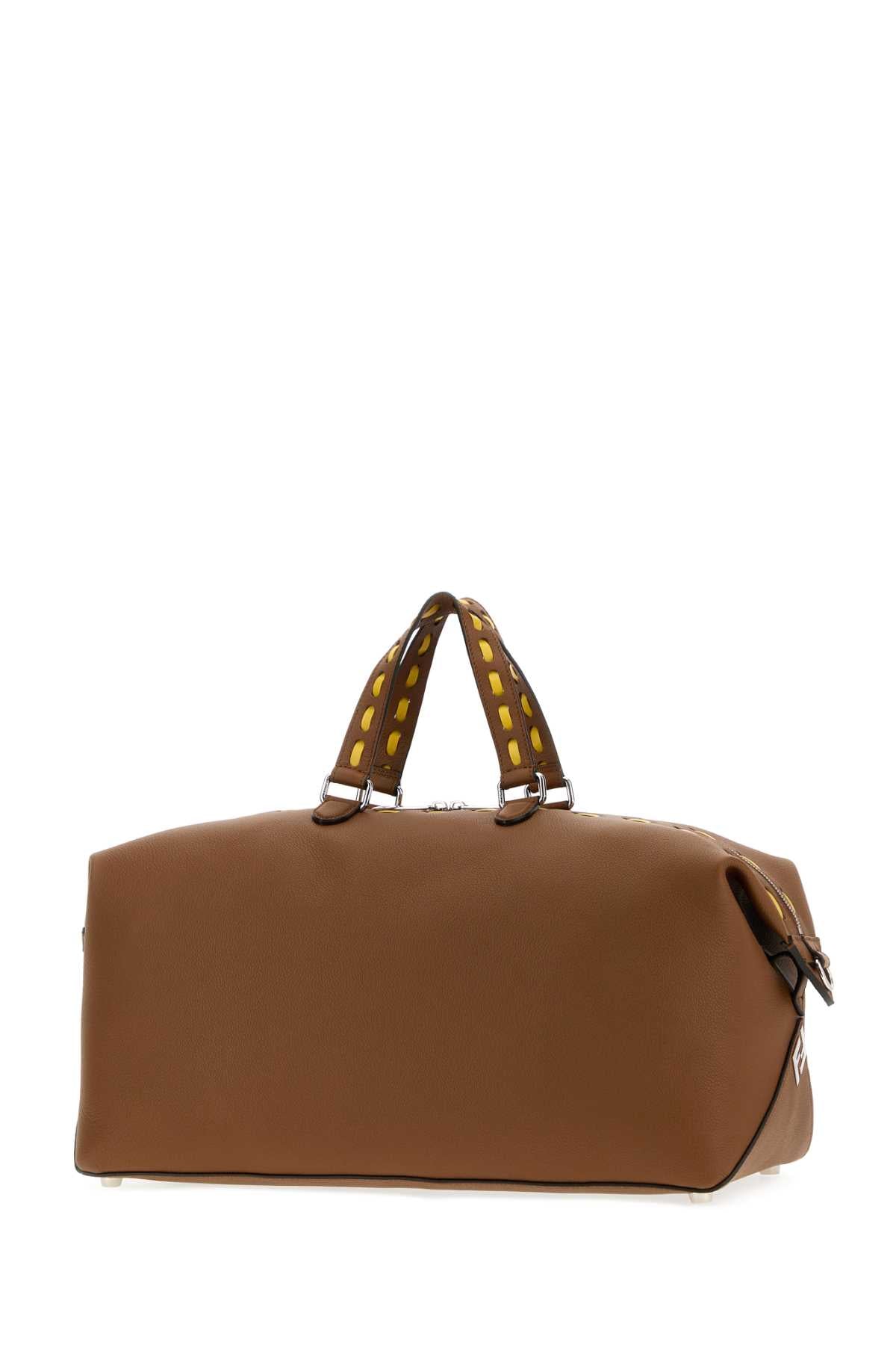 FENDI Fendi Men Caramel Leather Fendi Lui 45 Shopping Bag