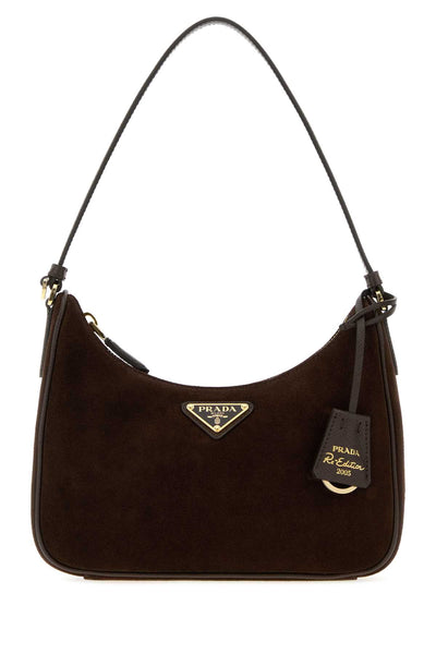 Prada Women Brown Suede Prada Re-Edition 2005 Shoulder Bag – Bluefly