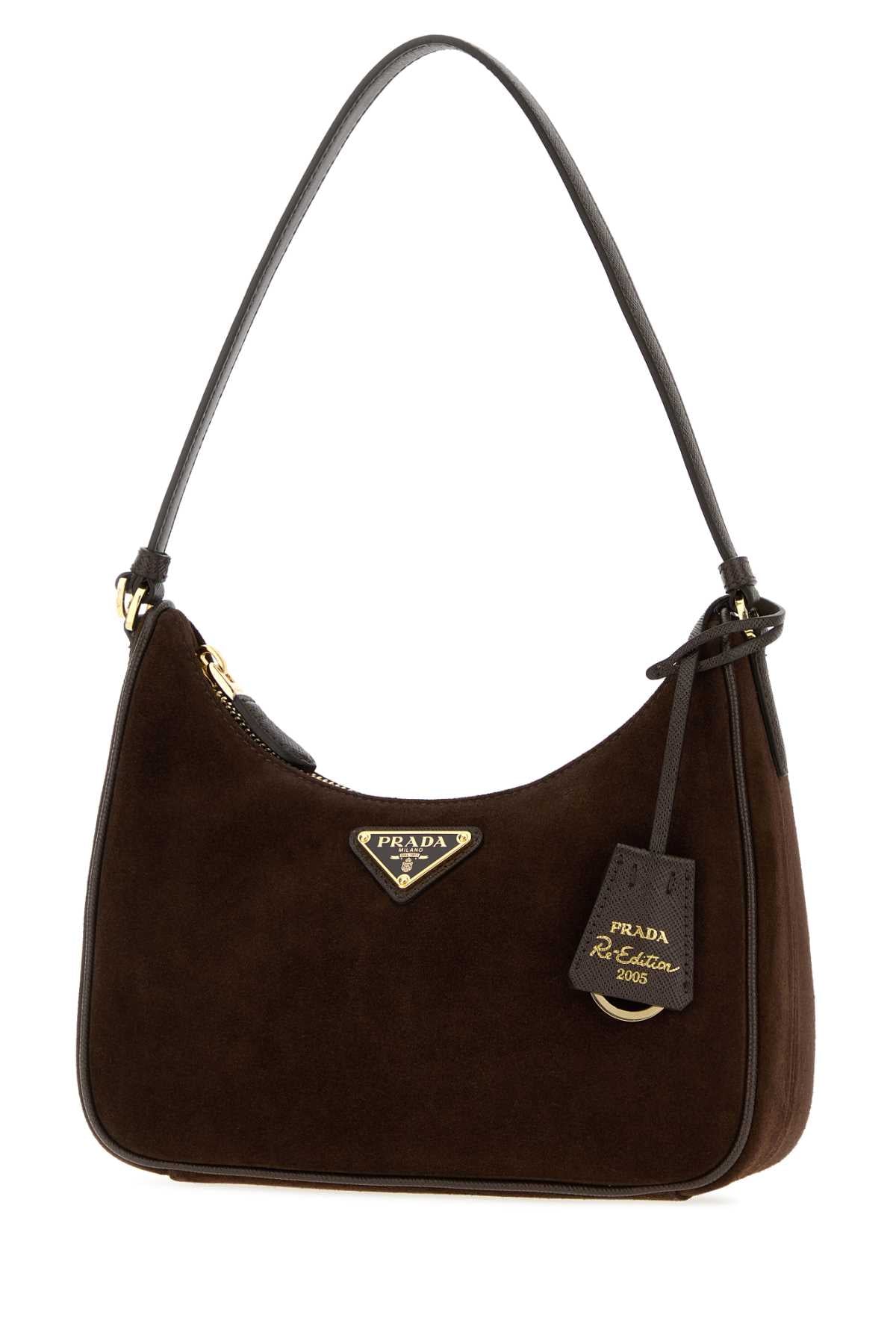 Prada Women Brown Suede Prada Re-Edition 2005 Shoulder Bag – Bluefly
