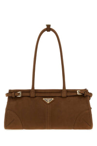 Prada Women Brown Nabuk Prada Bonnie Shoulder Bag