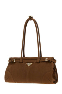 Prada Women Brown Nabuk Prada Bonnie Shoulder Bag