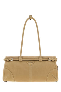 Prada Women Beige Nabuk Prada Bonnie Shoulder Bag