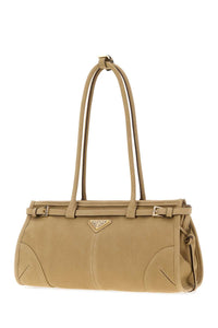 Prada Women Beige Nabuk Prada Bonnie Shoulder Bag