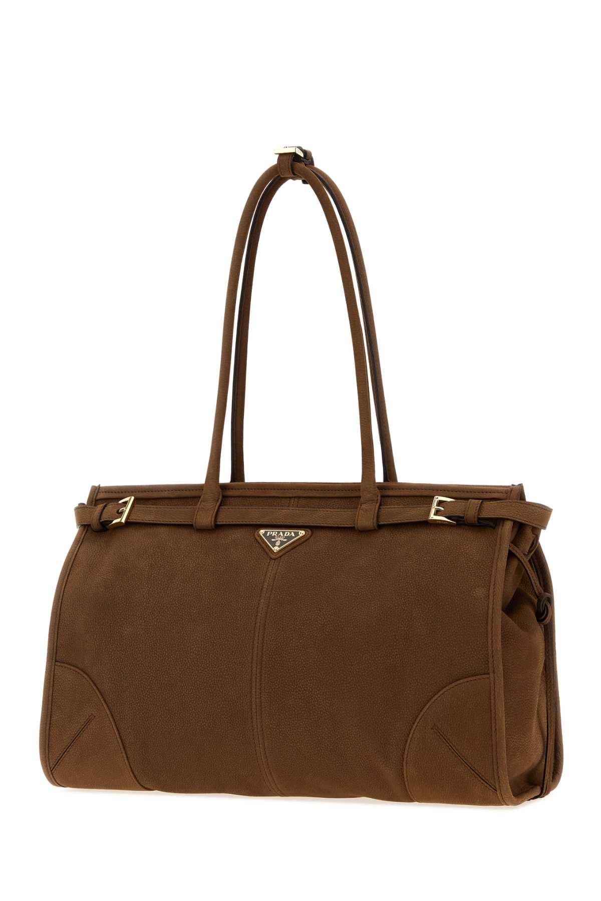 Prada Women Brown Nabuk Large Prada Bonnie Shopping Bag – Bluefly