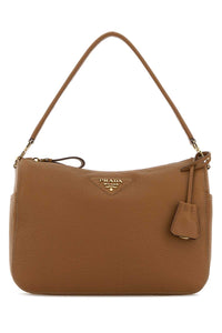 Prada Women Camel Leather Medium Shoulder Bag