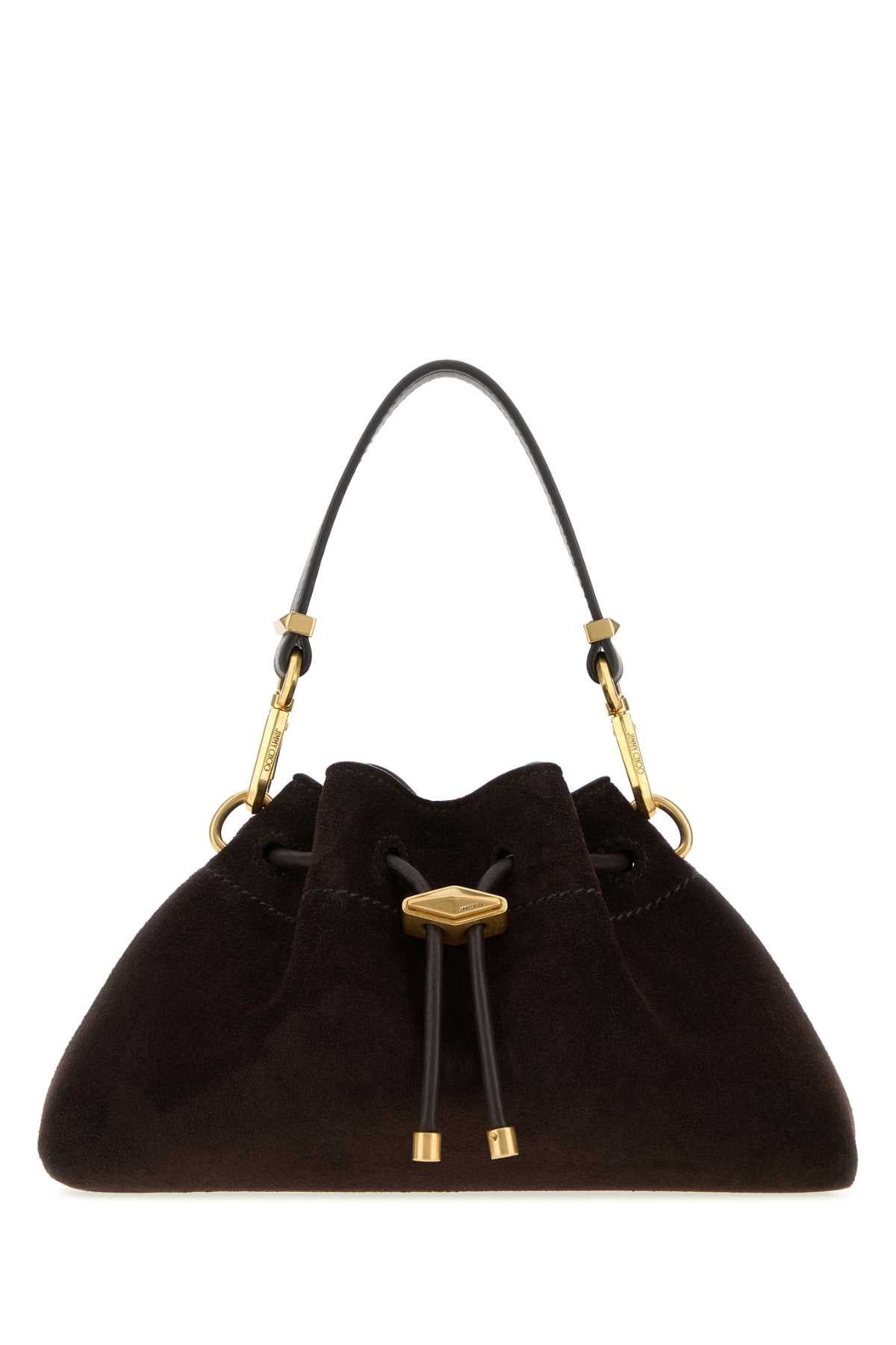 JIMMY CHOO Jimmy Choo Women Dark Brown Suede Small Cinch Bucket Bag