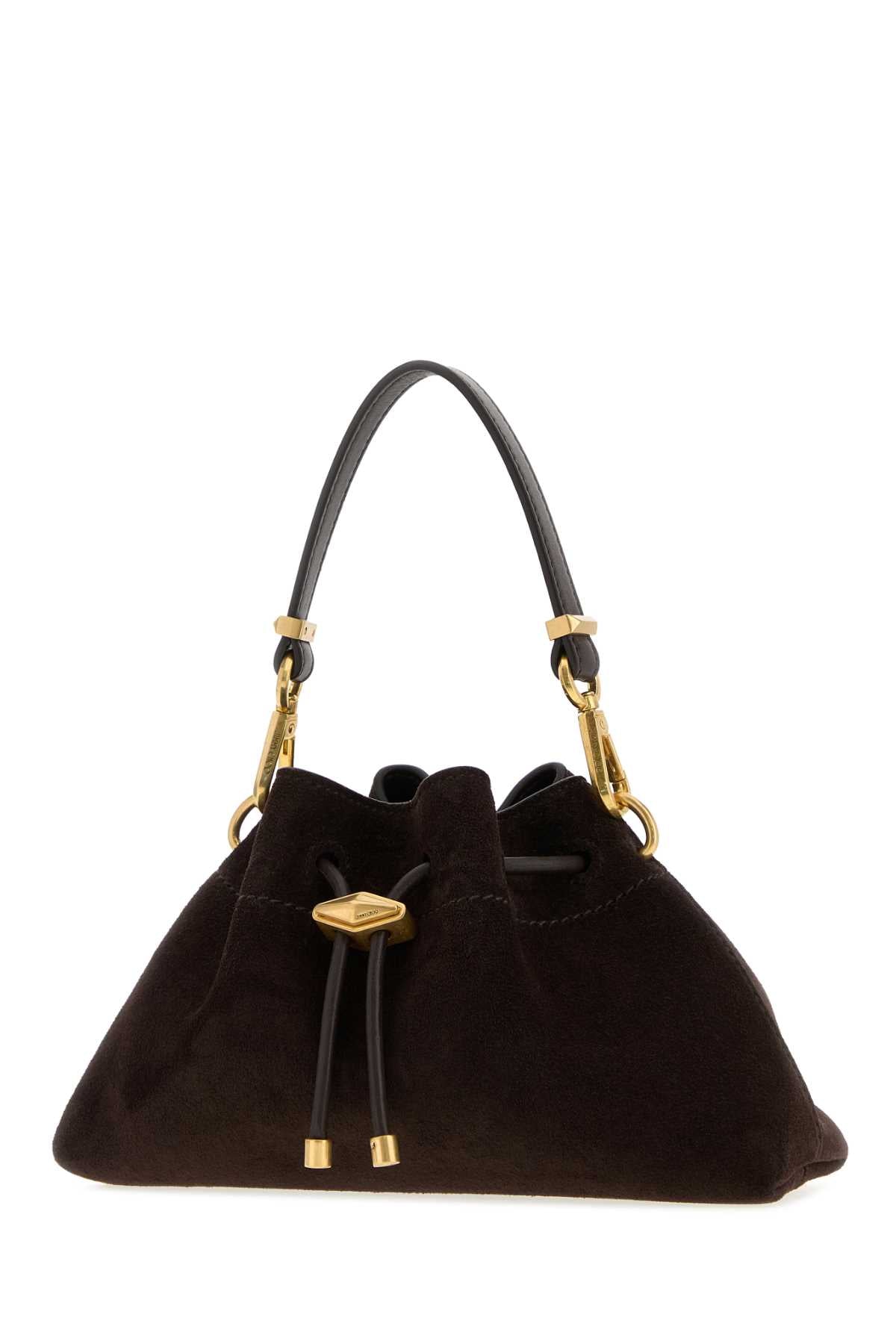 JIMMY CHOO Jimmy Choo Women Dark Brown Suede Small Cinch Bucket Bag