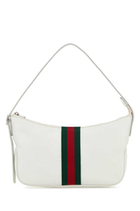 Gucci Men White Leather Small Lunetta Shoulder Bag