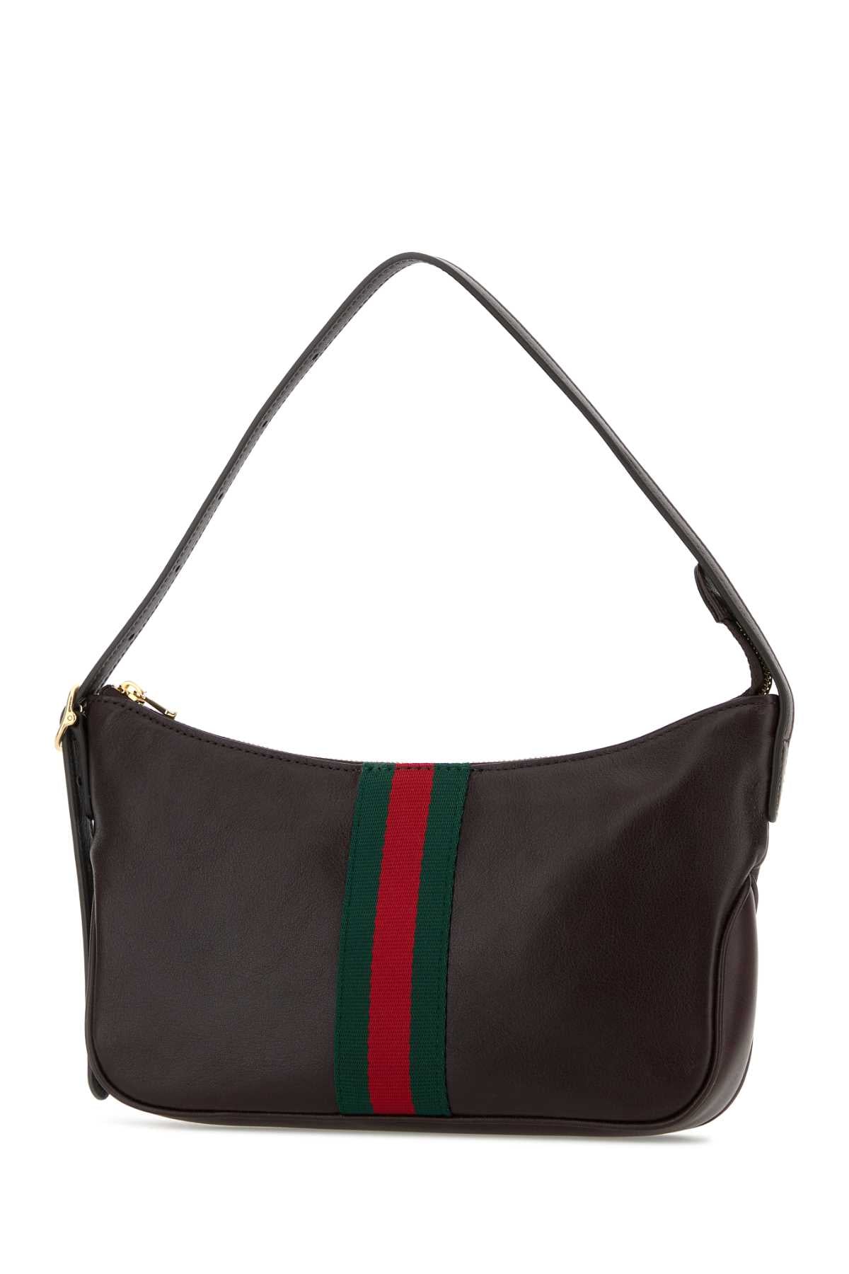 Gucci Men Dark Brown Leather Small Lunetta Shoulder Bag