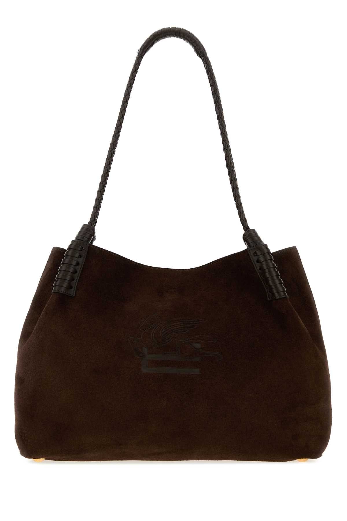 Etro Women Sark Brown Suede Medium Libra Shopping Bag