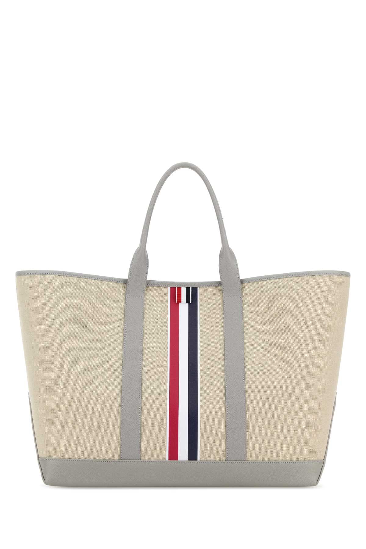 THOM BROWNE Thom Browne Men Sand Canvas Medium Shopping Bag