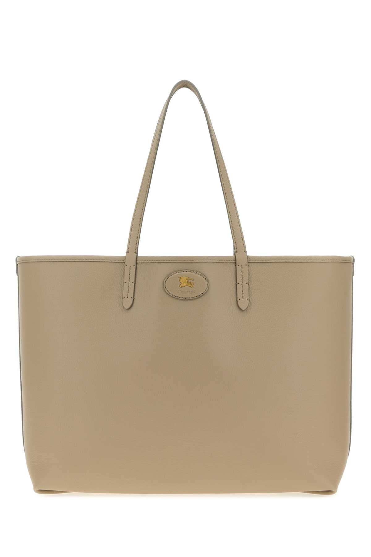 Burberry Women Dove Grey Leather Reversible Shopping Bag