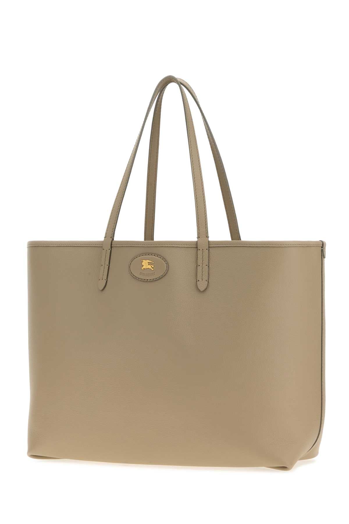 Burberry Women Dove Grey Leather Reversible Shopping Bag