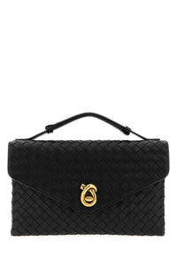 Bottega Veneta Women Black Leather Knot Lock Handbag