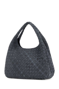 Bottega Veneta Women Air Force Blue Suede Large Campana Shopping Bag