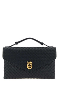 Bottega Veneta Women Midnight Blue Leather Knot Lock Handbag