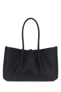Bottega Veneta Women Midnight Blue Leather Pinacoteca Reversible Shopping Bag
