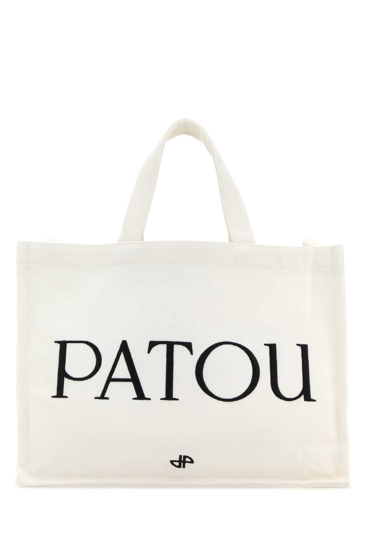 Patou Women White Canvas Shopping Bag
