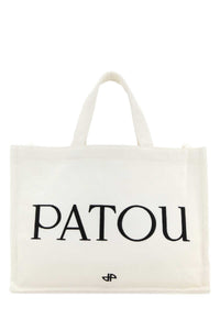 Patou Women White Canvas Shopping Bag