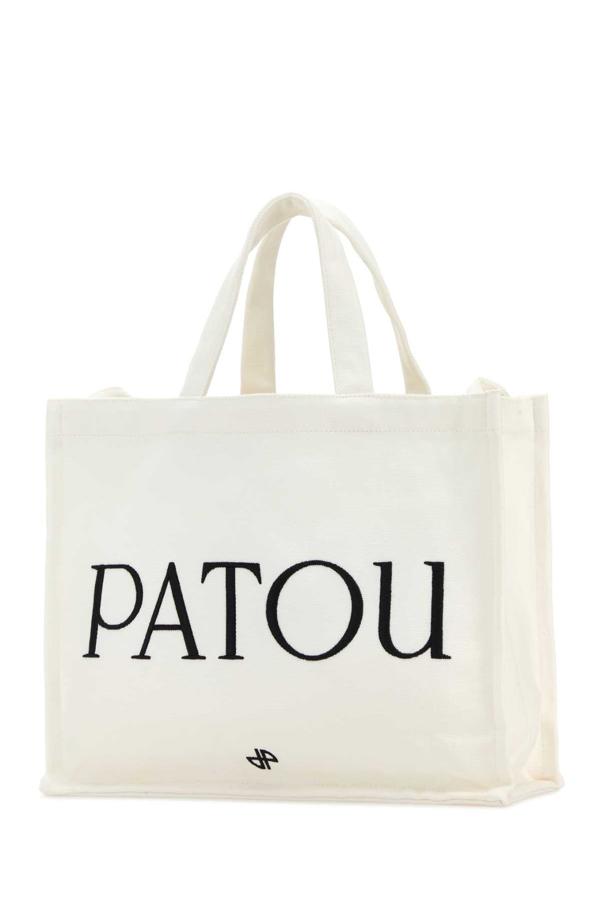 Patou Women White Canvas Shopping Bag
