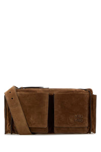 Miu Miu Women Brown Suede Utilitaire Crossbody Bag