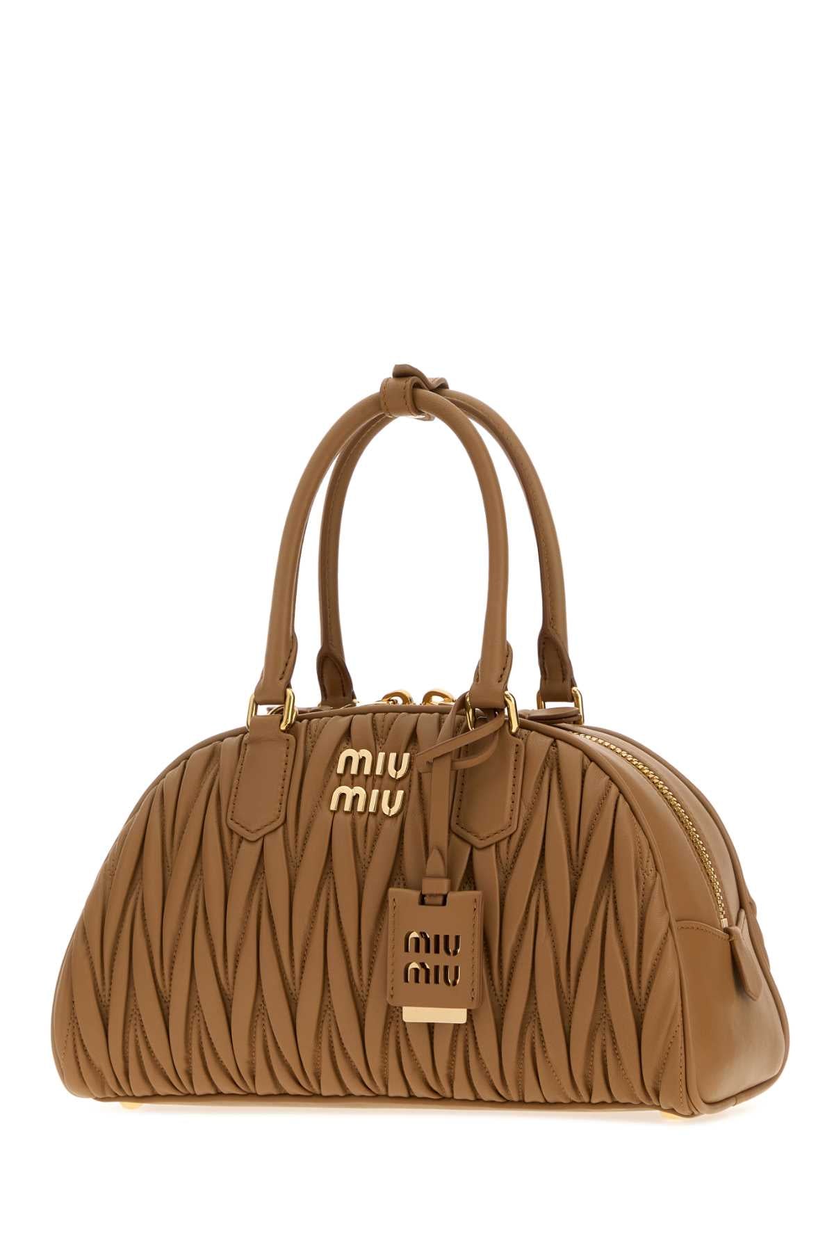 Miu Miu Women Camel Nappa Leather Arcadie Handbag