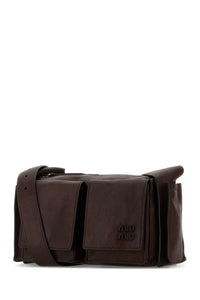 Miu Miu Women Dark Brown Nappa Leather Utilitaire Crossbody Bag