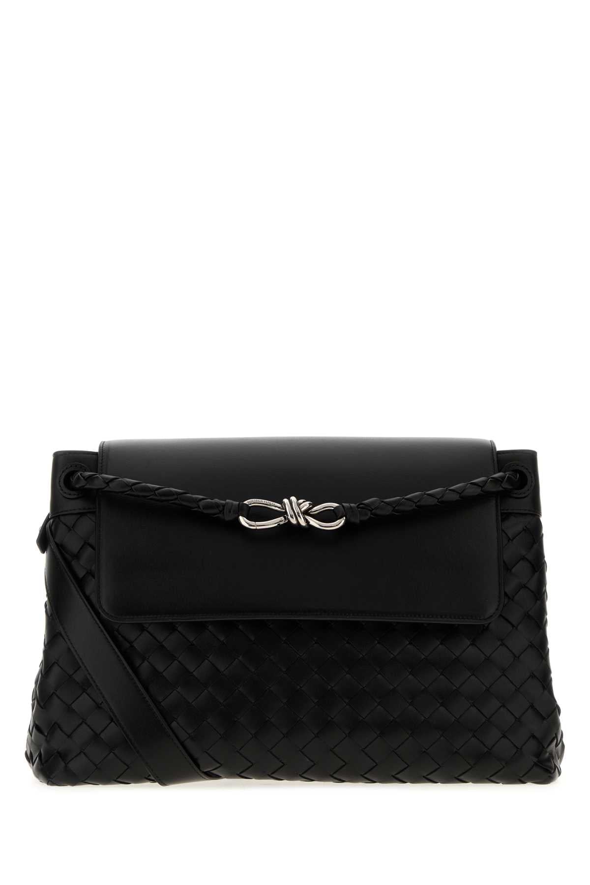 Bottega Veneta Men Black Leather Medium Andiamo Crossbody Bag