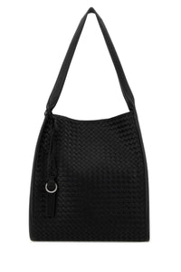 Bottega Veneta Men Black Leather Corriere Shopping Bag