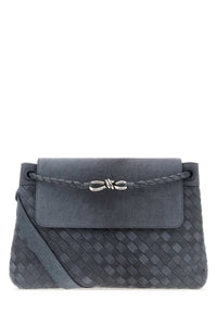 Bottega Veneta Men Air Force Blue Suede Andiamo Messenger Shopping Bag