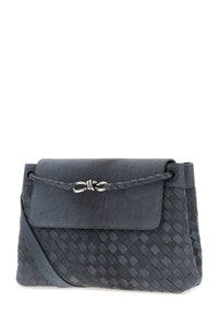 Bottega Veneta Men Air Force Blue Suede Andiamo Messenger Shopping Bag