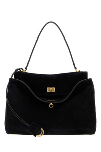 BALENCIAGA Balenciaga Women Black Suede Medium Rodeo Handbag