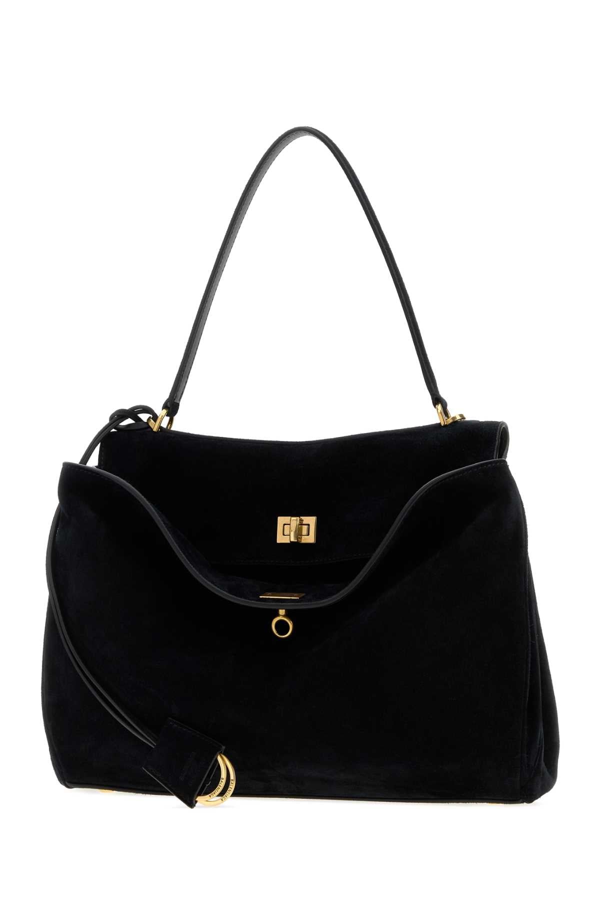BALENCIAGA Balenciaga Women Black Suede Medium Rodeo Handbag