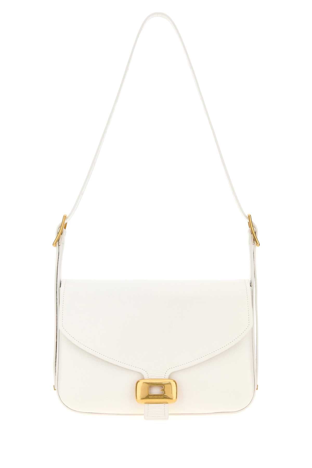 BALENCIAGA Balenciaga Women White Leather Medium Clicca Shoulder Bag