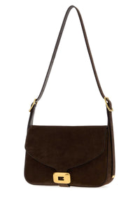 Balenciaga Women Dark Brown Suede Medium Clicca Shoulder Bag