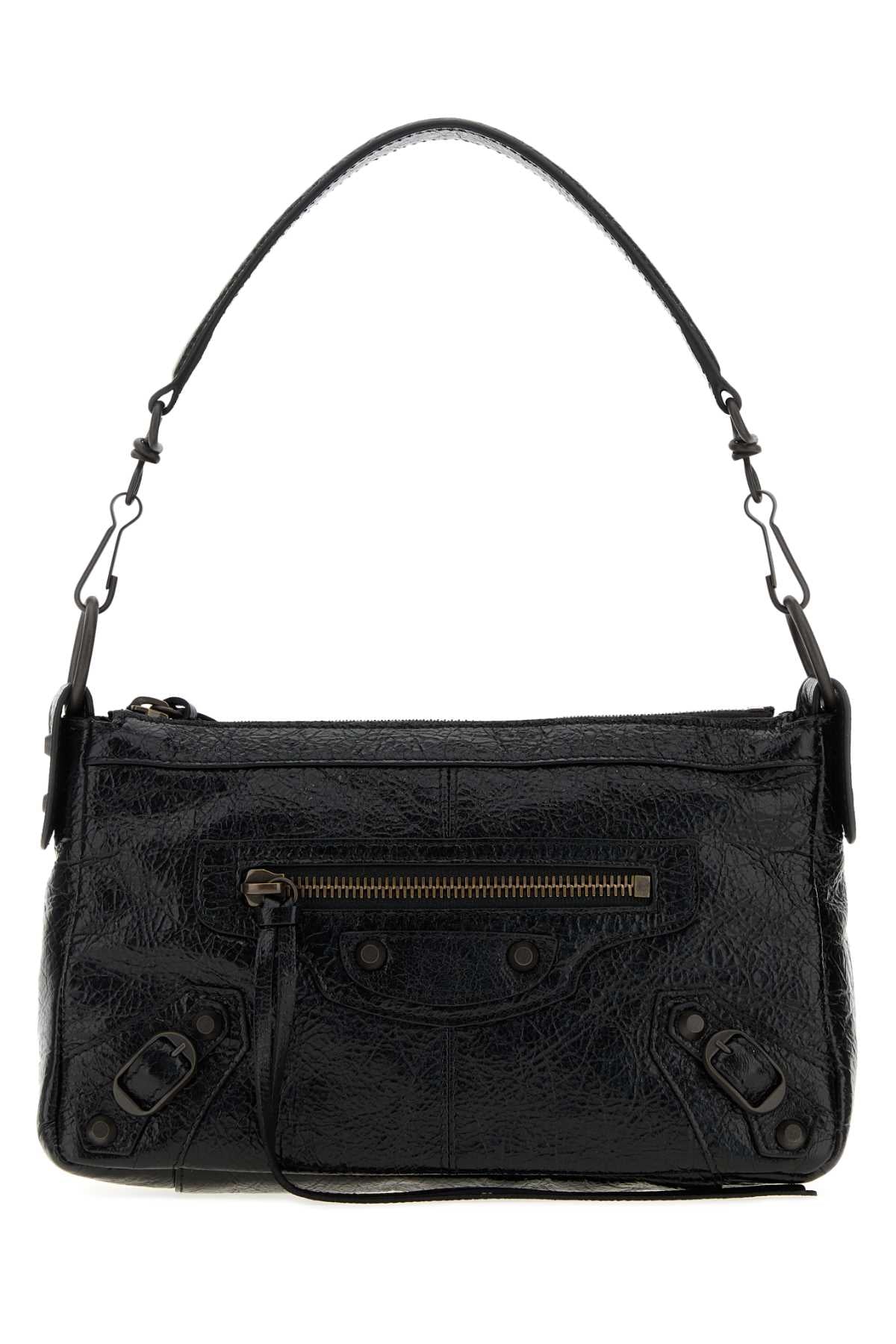 BALENCIAGA Balenciaga Women Black Leather Mini Le City Moto Shoulder Bag