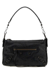 BALENCIAGA Balenciaga Women Black Leather Mini Le City Moto Shoulder Bag
