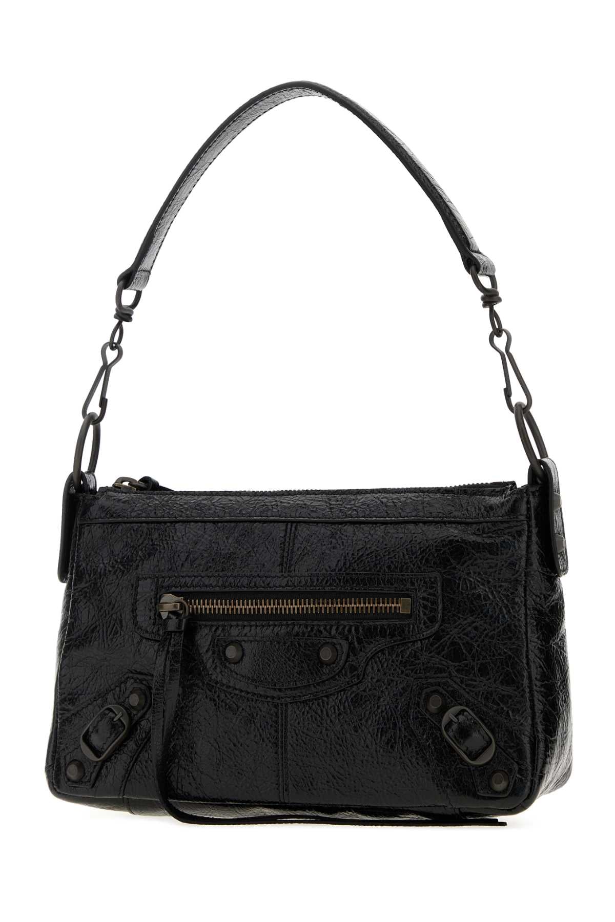 BALENCIAGA Balenciaga Women Black Leather Mini Le City Moto Shoulder Bag