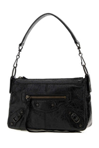 BALENCIAGA Balenciaga Women Black Leather Mini Le City Moto Shoulder Bag