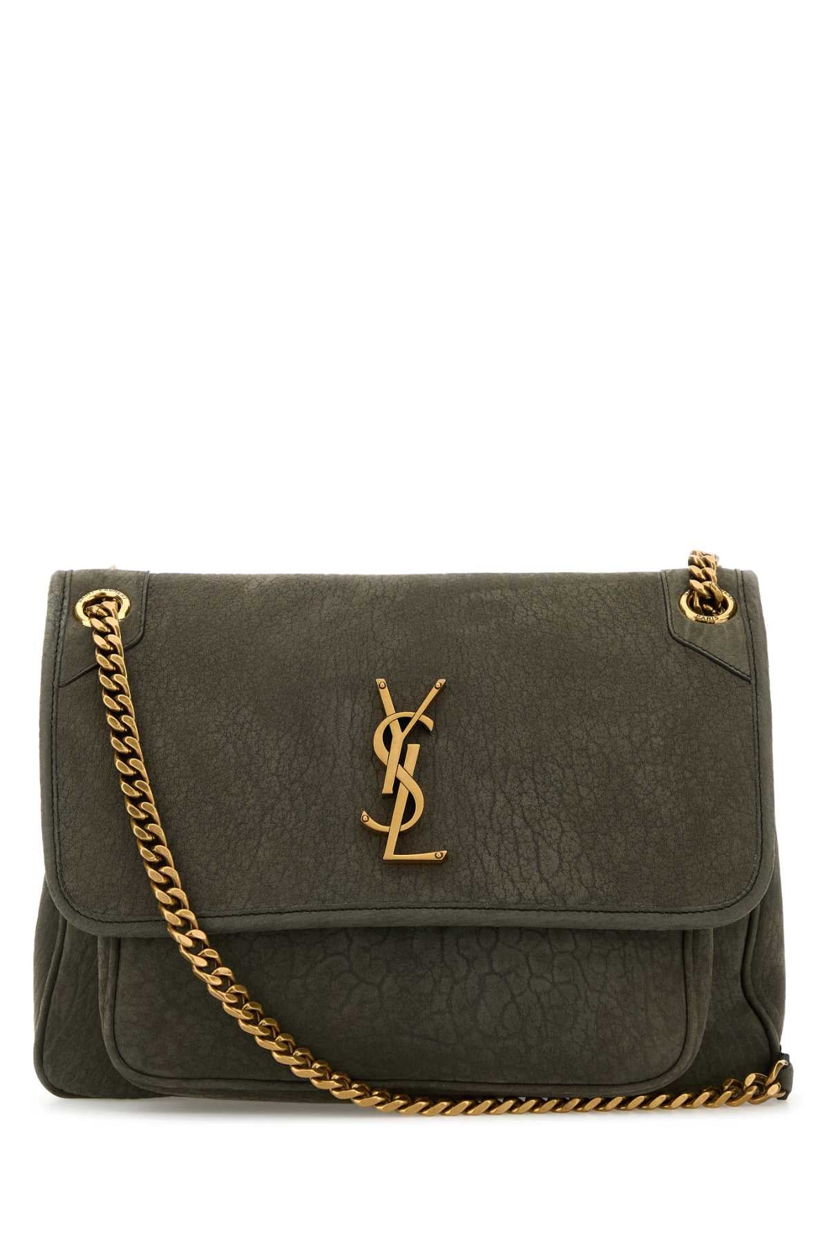 SAINT LAURENT Saint Laurent Women Dark Grey Suede Medium Niki Shoulder Bag