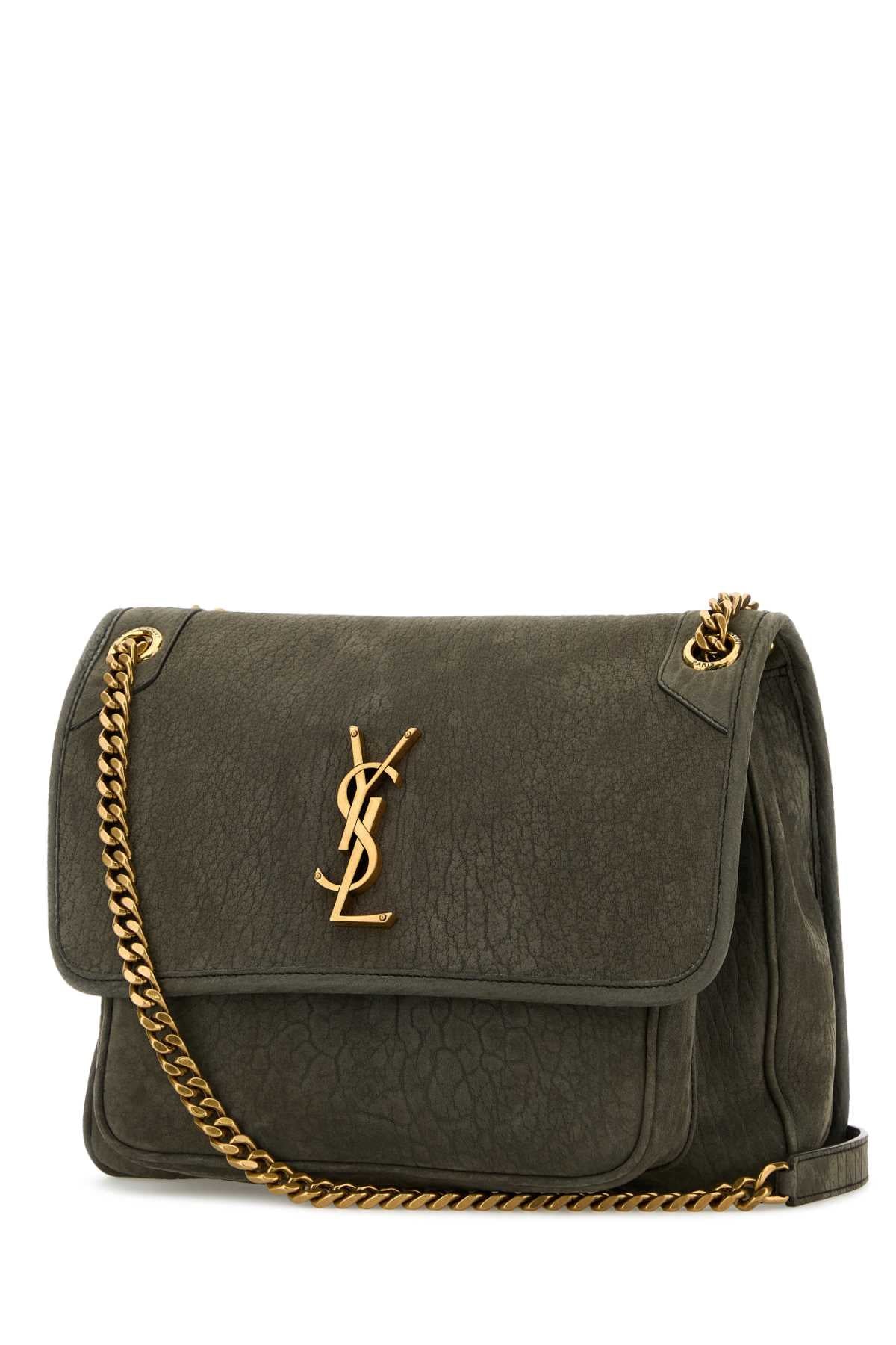 SAINT LAURENT Saint Laurent Women Dark Grey Suede Medium Niki Shoulder Bag
