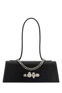 ALEXANDER MCQUEEN Alexander Mcqueen Women Black Leather Jewelled Shoulder Bag