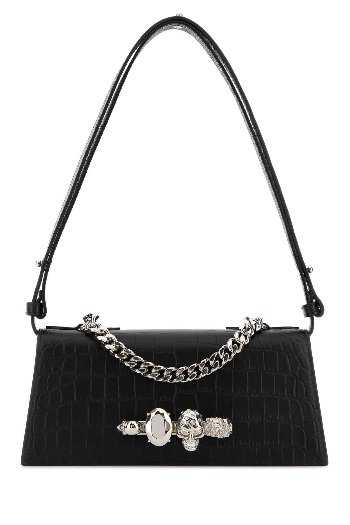 Alexander Mcqueen Women Black Leather Mini Jewelled Shoulder Bag